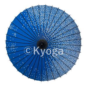 和傘 紙傘 1尺4寸 満天桜 青 継柄 舞踊傘 踊り傘｜kyoga-wagasa
