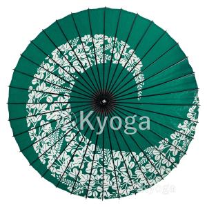 和傘 紙傘 1尺5寸 萩渦 緑 継柄 舞踊傘 踊り傘｜kyoga-wagasa