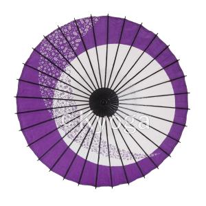 和傘 紙傘 こども用和傘 月やっこ桜流し 紫 特選飾り糸 一本柄 舞踊傘 踊り傘｜kyoga-wagasa