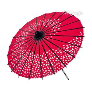舞踊傘 赤白 花模様 直径約80cm kyoga-wagasa_aa0055