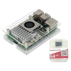 RASPi5-ACCL Raspberry Pi 5/4GB アクリルベース＆アクティブクーラーセッ...