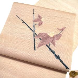 摺友禅伝統工芸士 樽本伊勢蔵 灰色地百人一首模様正絹九寸名古屋帯