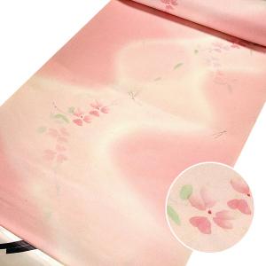 長襦袢 正絹 新品 訳あり 反物 花柄 ぼかし ピンクベージュ 未仕立て 着物