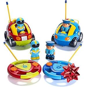 Prextex Pack of 2 Cartoon R/C Police Car and Race Car Radio Control Toys fo 並行輸入品｜kyokos