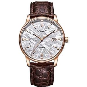 VAVC メンズ メテオライト 文字盤 防水 自動巻き 腕時計 ブラウンレザーバンド 並行輸入品｜kyokos
