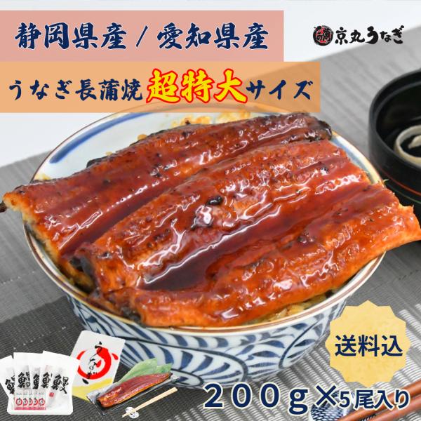 うなぎ長蒲焼　超特大　約200g×5尾入　ギフト　贈り物　プレゼント　敬老の日 御歳暮　京丸うなぎ　...