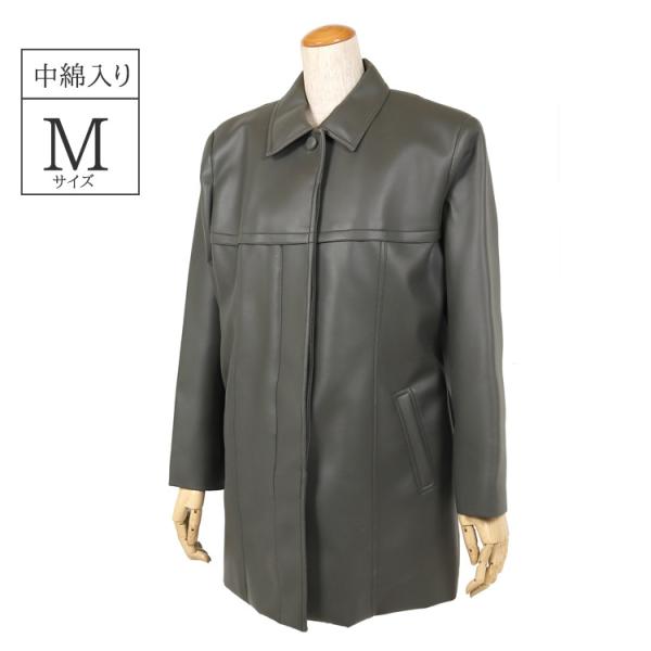 訳あり コート ジャケット 合成皮革 アウター ミセス シニア レディース モスグリーン 60代 7...