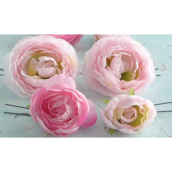 振り袖・和装用 髪飾りラナンキュラス5本セット めちゃかわピンク