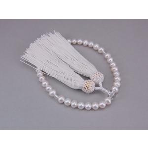 アコヤ本真珠 数珠 御念珠 伊勢志摩産 6-6.5mm 紫房 女性用 レディース