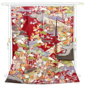 記念感謝祭【仕立無料】京友禅伝統工芸多色手描き、焼き箔友禅染☆祝松