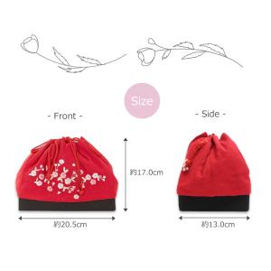 【送料無料】巾着バッグ ちりめん 刺繍 花 和...の詳細画像3