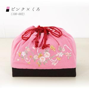 【送料無料】巾着バッグ ちりめん 刺繍 花 和...の詳細画像5