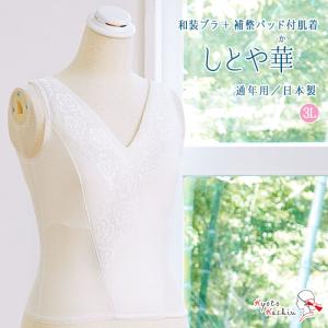 和装下着 和装インナー 和装ブラジャー 通年用 着物ブラ 高級 インナー 洗える 補整下着 パッド付 レース 白 / 3L