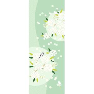 濱文様　絵てぬぐい　コデマリの花咲く頃に　約90×34cm　綿100％　日本製　新品