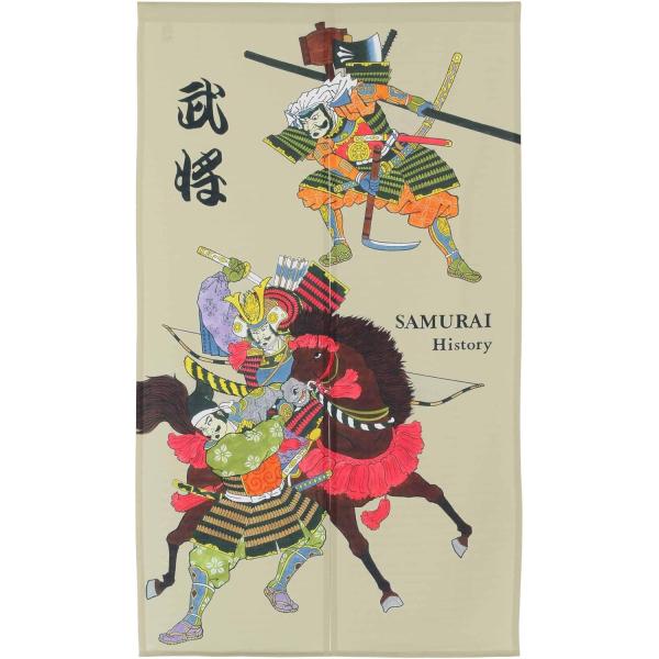 浮世絵のれん　武将　約85×150cm　ポリエステル100％　日本製　新品