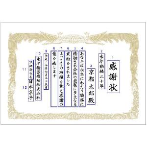 Ａ４：デジタルプリント感謝状作成　オリジナル文面（賞状用紙代含む）