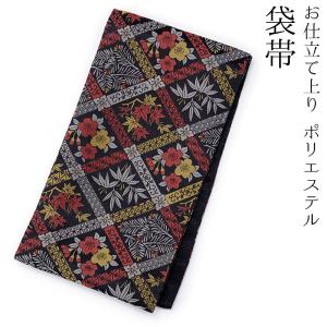 袋帯 振袖用 仕立て上り 正絹 六通 金 桜と流水 芯なし 435cm : 京の