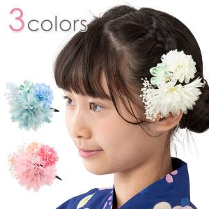 浴衣髪飾り ヘアクリップ 赤 オレンジ 梅 キッズ レディース ヘア