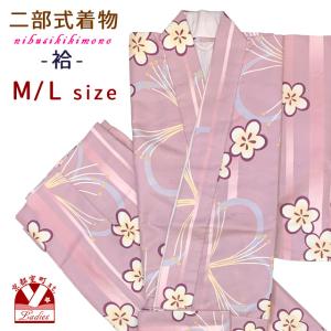 二部式着物 2026年新作 洗える着物 袷 小紋柄の着物 M/Lサイズ「紫系