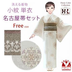 洗える夏着物(絽・付け下げ訪問着) Lフリーサイズ 黒色地に花柄