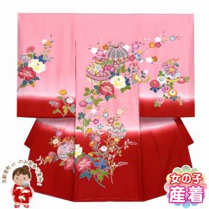 お宮参り 友禅 金加工入り 正絹 着物 長襦袢 セット 女児 女の子 子供