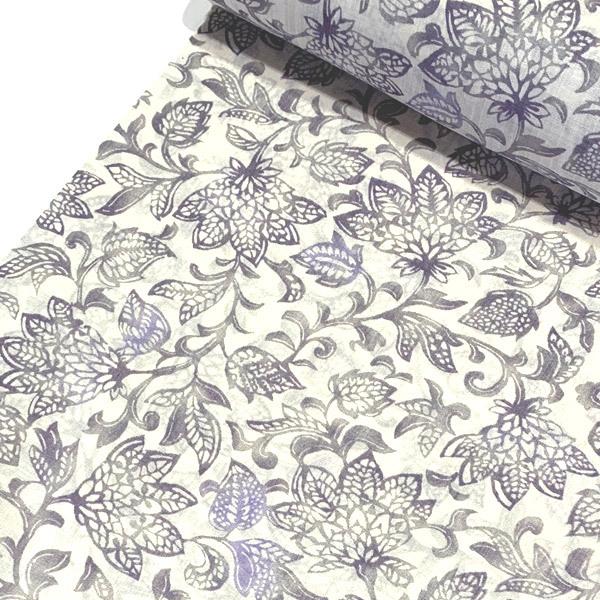 夏きもの　洗える着物・コート　小紋　草花/白×うす紫　お仕立て付き セミオーダー