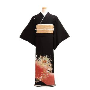 留袖レンタル4255花車に小鶴(黒留袖 レンタル)結婚式 留袖レンタル｜黒留め袖