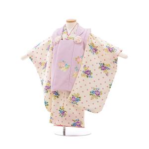 七五三 レンタル 着物(3歳女被布)3586 ぷちぷり すみれ色×オフホワイト ドット 花