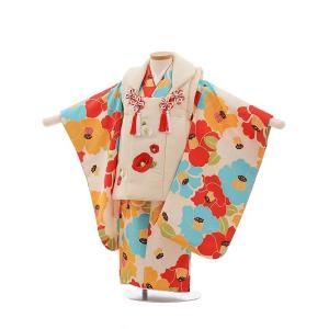七五三 レンタル 着物(3歳女被布)3673 クリーム色×クリーム地