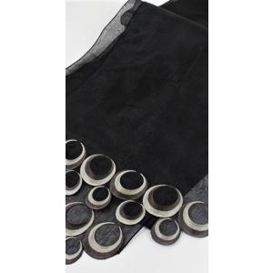 半幅帯 兵児帯 着物 浴衣 日本製 オーガンジー 刺繍 obisiffon ブラック 黒