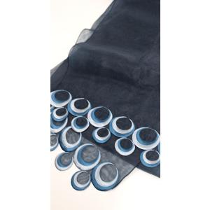 半幅帯 兵児帯 着物 浴衣 日本製 オーガンジー 刺繍 obisiffon ネイビー 紺