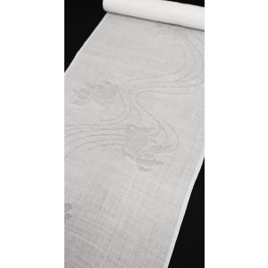 麻 長襦袢 洗える 紋紗 反物 訳あり 金魚 白 日本製