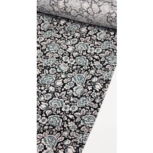 小紋 着物 着尺 反物 板場友禅 白 黒 モノトーン 粋 ストライプ 縞 浜