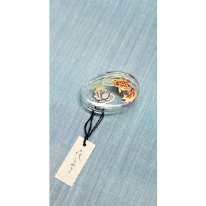 帯留め 夏用 着物 和装 楕円形 クリア 透明 金魚