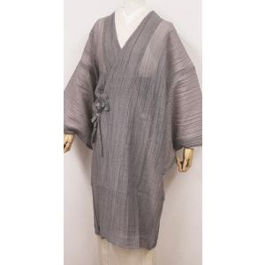 平和屋着物＃道行コート　雨コート　単衣　横段格子文　ロング丈　正絹　逸品　CABE5525in 平和屋着物＃道行コート 雨コート 単衣 格子柄 ロング丈 正絹 逸品
