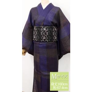 夏 着物 麻 近江ちぢみ プレタ 洗える 仕立て上がり Mサイズ 無地 墨