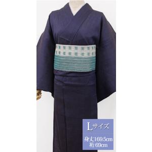 【近江ちぢみ 反物】川口織物謹製 新品 no.3815 綿麻の着物 夏の着物 夏 着物 麻 近江ちぢみ プレタ 洗える 仕立て上がり Lサイズ 無地 紺