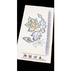 名古屋帯 八寸 夏 麻 日本製 すぐ使える 仕立て上がり 松葉仕立て 唐花 白 white