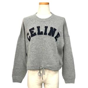 CELINE セリーヌ アスレチックセーター ウール カシミヤ グレー #XS 2A11V402P 長袖ニット ロゴパッチ 【中古】｜kyoto-yorozuya