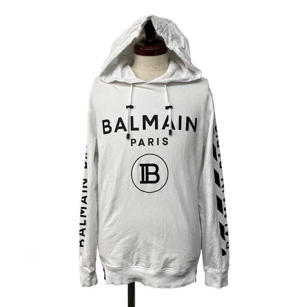 BALMAIN バルマン パーカー コットン ホワイト ブラック メンズ #M 115 8485 フ...