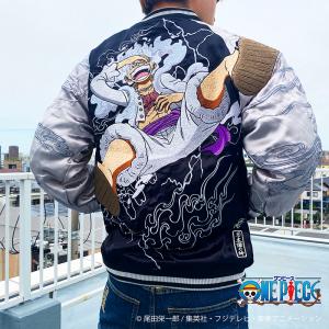 スカジャン 絡繰魂 からくりだましい × ONE PIECE モンキー D ルフィ 太陽の神 ニカ リバ−シブル スカジャン 233064 麦わらのルフィ ヒトヒトの実 刺繍｜和柄・スカジャン専門店 BSCギャラリー京都