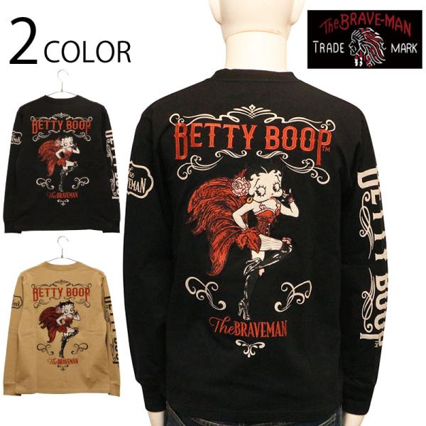 THE BRAVEMAN × BETTY BOOP カーニバル ベティ 刺繍 天竺 長袖 Tシャツ ...