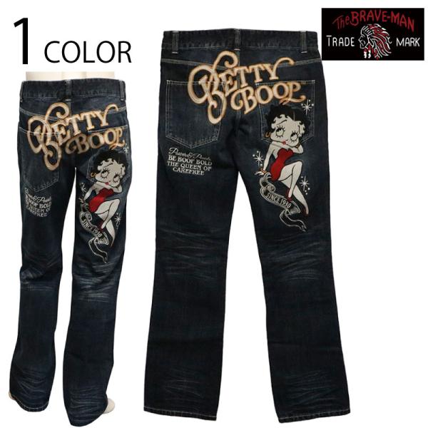 THE BRAVEMAN × BETTY BOOP ベティブープ 刺繍 デニムパンツ BBB-252...