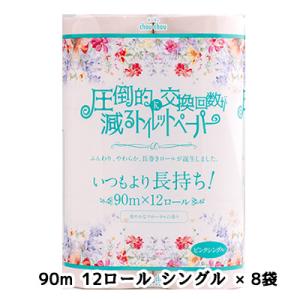 ●泉製紙 chou chou (シュシュ) ピンク トイレットペーパー シングル 90m×12ロール×8袋 73294の商品画像