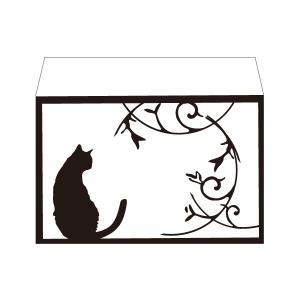 モノクロ猫/手作り横型ぷち封筒 5枚入り