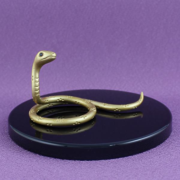 置物 干支（黄銅製）巳・蛇・へび 尾伸 大