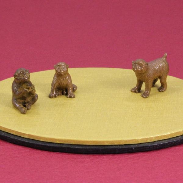 置物 干支（黄銅製）申・猿・さる・サル 子猿 三匹