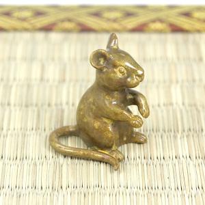 干支 置物（黄銅製）子・鼠・ねずみ 宝珠持ち鼠 座 : 京都工芸舎 Yahoo