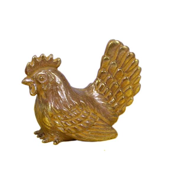 置物 干支（黄銅製）酉・鶏・にわとり・ニワトリ チャボ 雌 大