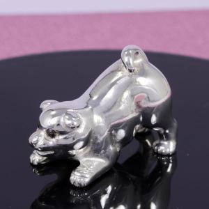 干支 置物(銀製)戌・犬・仔犬・子犬・いぬ 躍...の詳細画像1